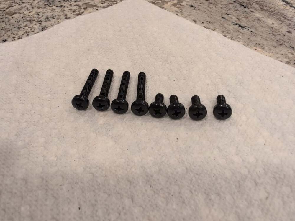 TV Stand Base Screws Black Phillips Machine Screws Set of 8